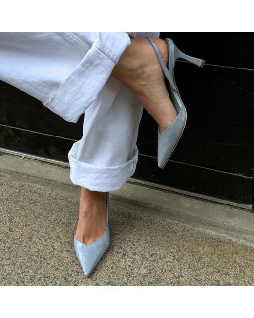 Notabene Blue Emira Slingback Stilettos, Ice Patent