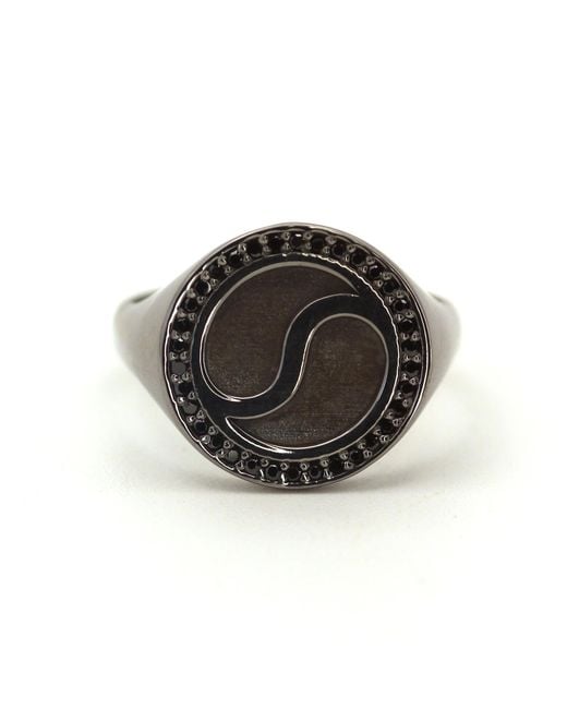 VicStoneNYC Fine Jewelry Black Yin And Yong Stone Bold Signet Ring For for men