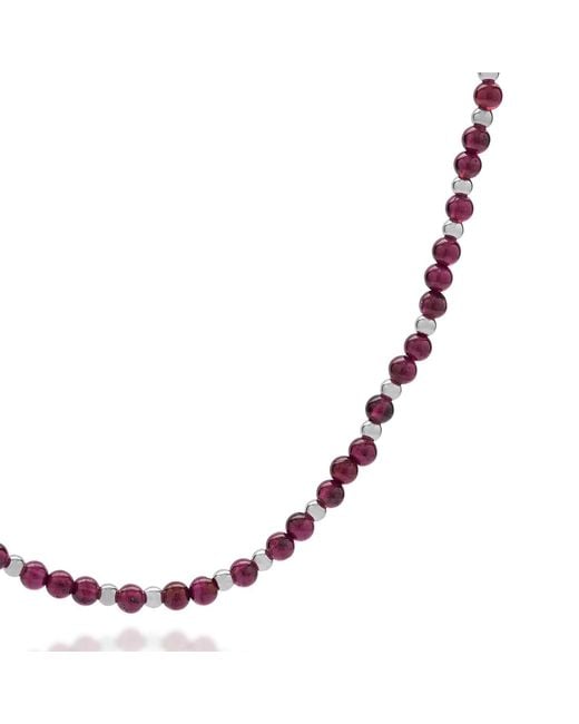 Nellou Jewellery Brown Jewel Bead January Birthstone Necklace Sterling