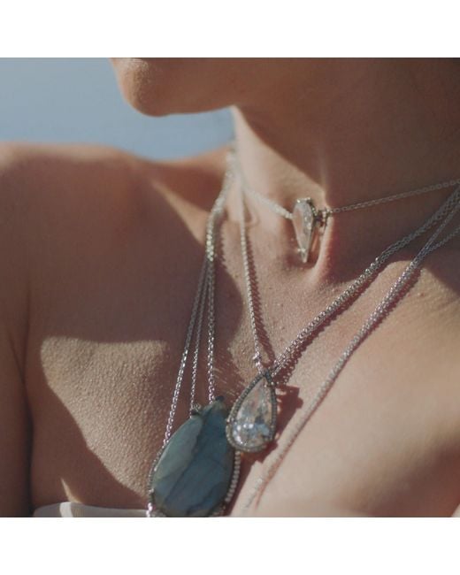 SALLY SKOUFIS Metallic Nourish Necklace With Natural Diamond & Made Cz Diamond Stimulant