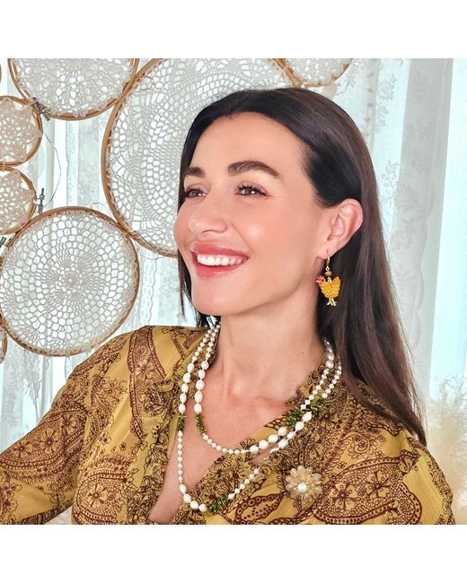 Farra Yellow Playful Handcrafted Chicken Dangle Earrings