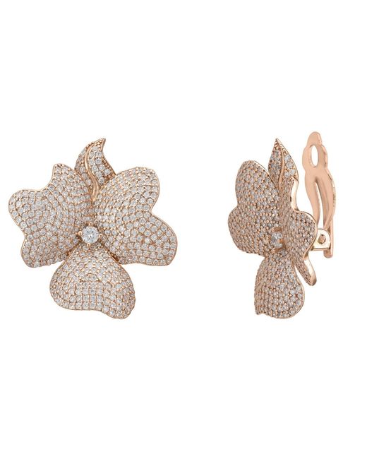 Latelita London Natural Rose Flower Large Stud Clip On Earrings Rosegold
