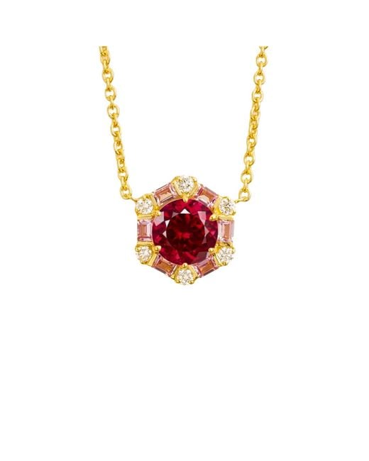 Juvetti Red Melba Necklace Set With Ruby, Sapphire & Diamond