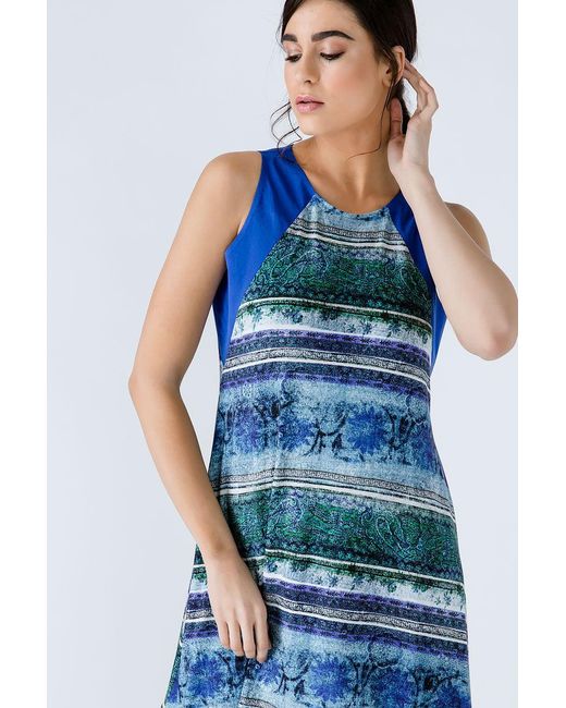 Conquista Blue Royal Print Dress