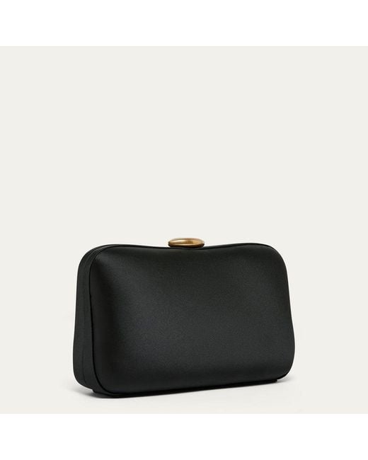 Lulu Guinness Black Satin Hayworth Clutch Bag