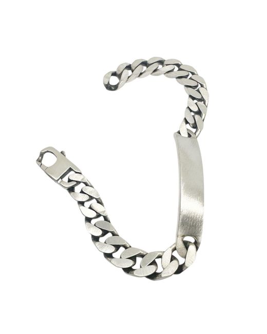 Tg-Jewellery by Tamara Gervasio Metallic Sterling Id Bracelet – Recycled Plate & Curb Chain, Oxidized Satin Finish for men