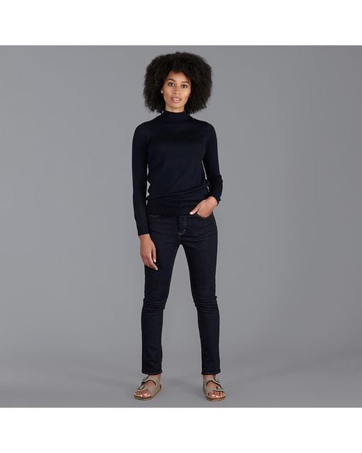 Paul James Knitwear Blue Pure Extra Fine Merino Wool High Neck Hayley Jumper
