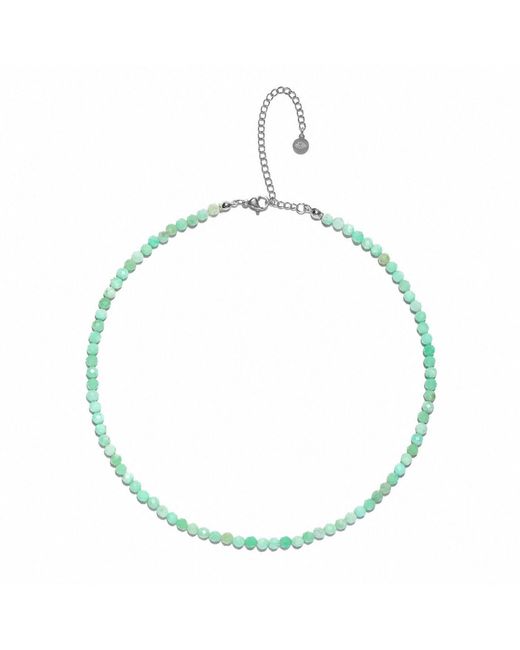 Seven Saints Blue Chrysoprase Choker Necklace – Higher Truth & Uplifting Clarity, Gemstone Jewelry, Rhodium Plated