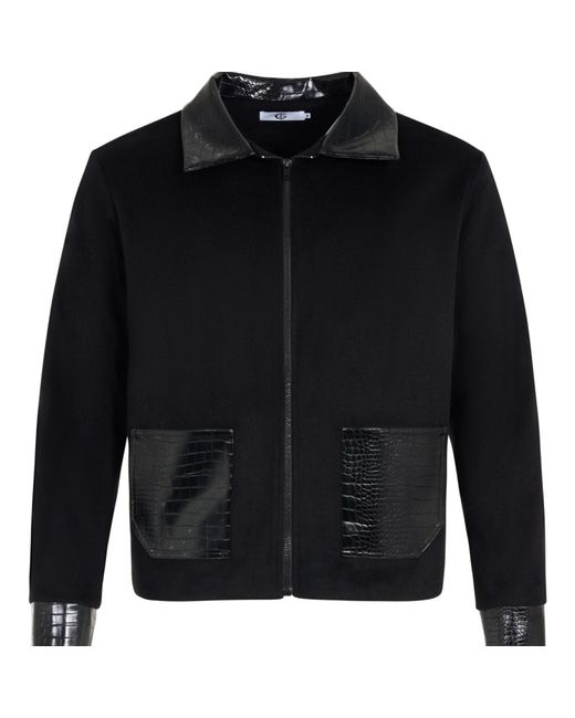 The Gt Atelier Black Outerwear Jacket With Leather Pockets for men