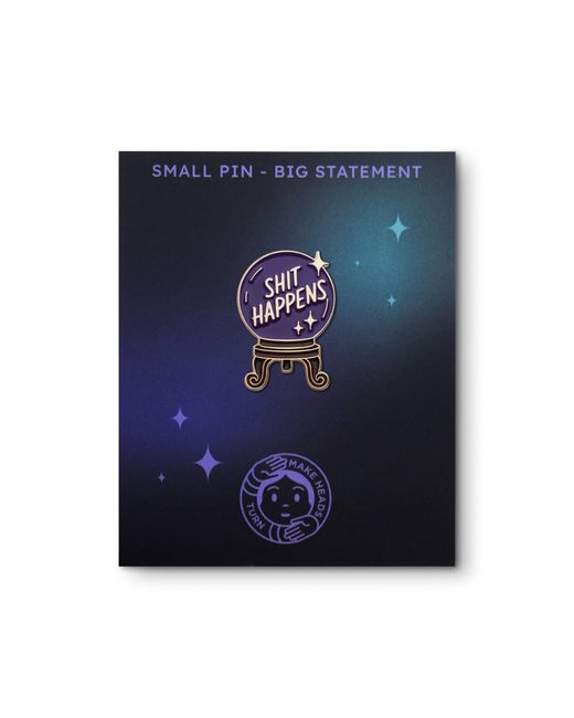 Make Heads Turn Purple Enamel Pin Crystal Ball: Shit Happens