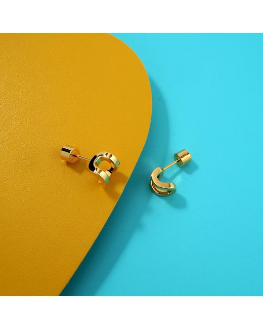 Meulien Metallic Curved Rectangle Stud Earrings