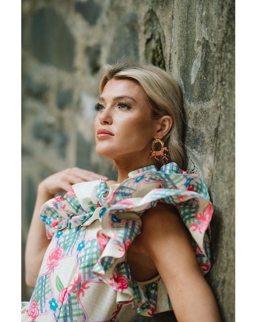 The Pink Reef Green Keeneland Horse Earring