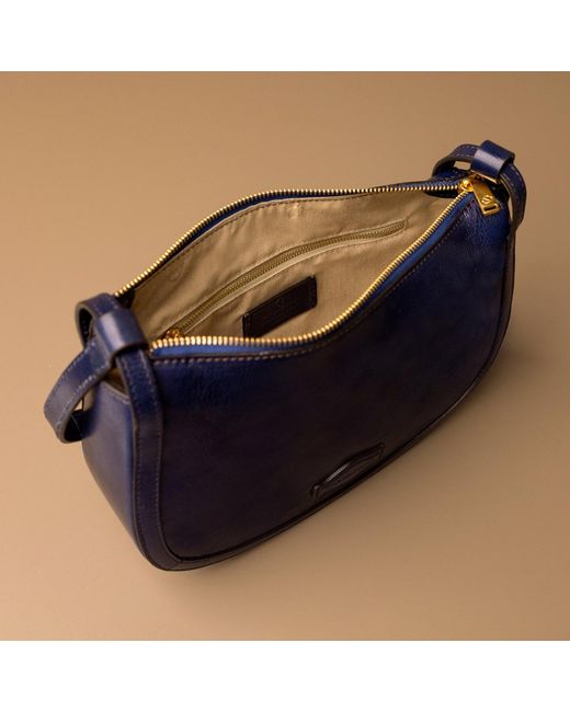 Time Resistance Blue Leather Hobo Bag For