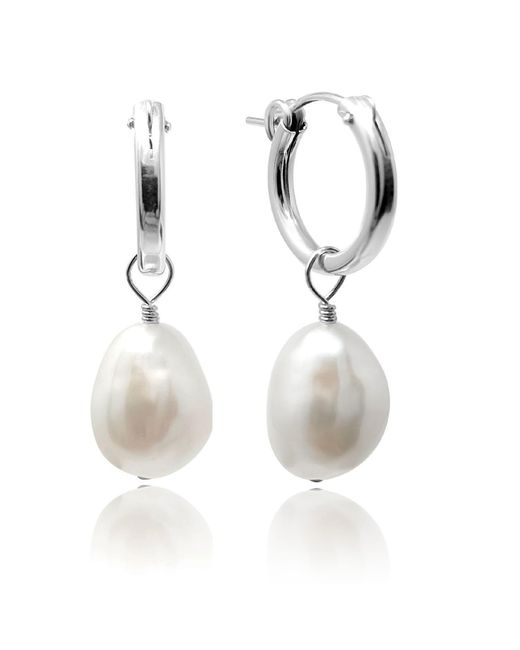 Kiri & Belle White Sia Sterling Baroque Pearl Hoop Earrings