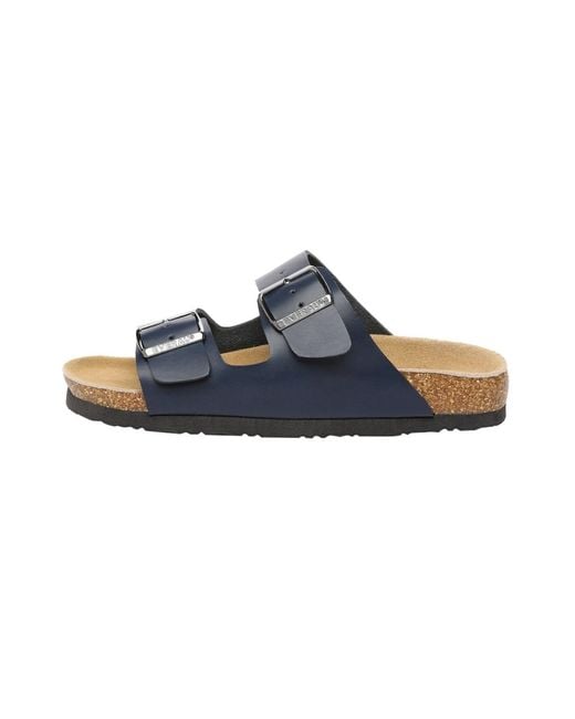 EverAu Australia Blue Mallard Leather Twin Buckle Sandals