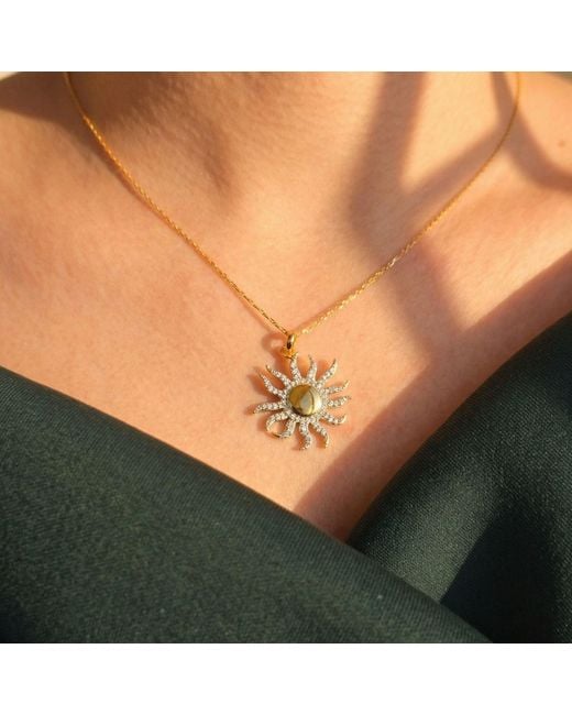 Harfi Metallic Plated Distant Sun Pendant Charm Necklace