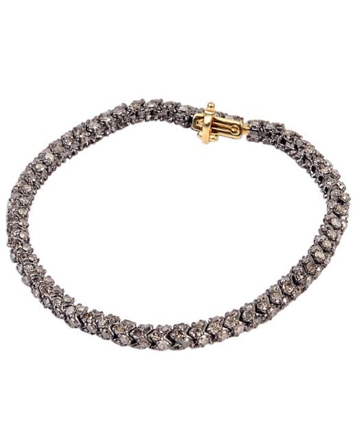 Artisan Metallic 14k Gold & 925 Sterling Silver In Pave Diamond Tennis Fixed And Flexible Bracelet