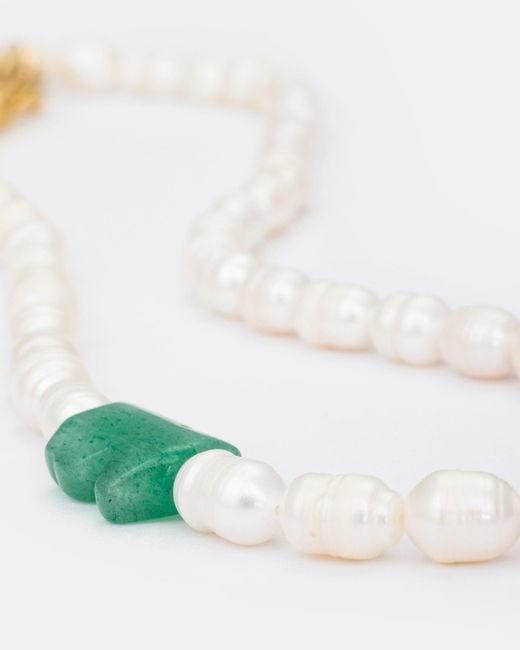 Kybele Studio White Whimsical Charm Necklace With Aventurine & Pearls