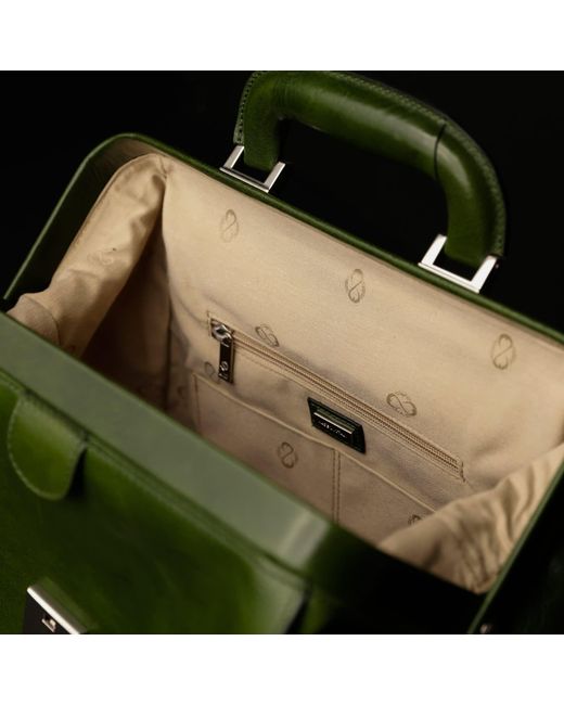Time Resistance Green Leather Backpack for men