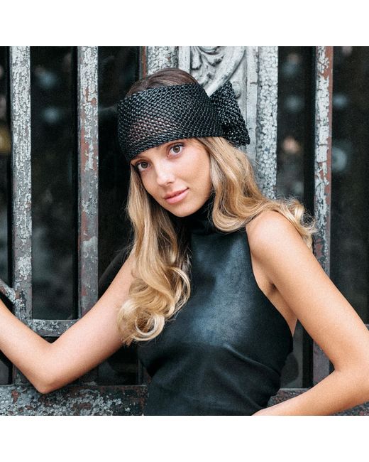 Victoria Slavinskaia Black Two-Way Raffia Headband