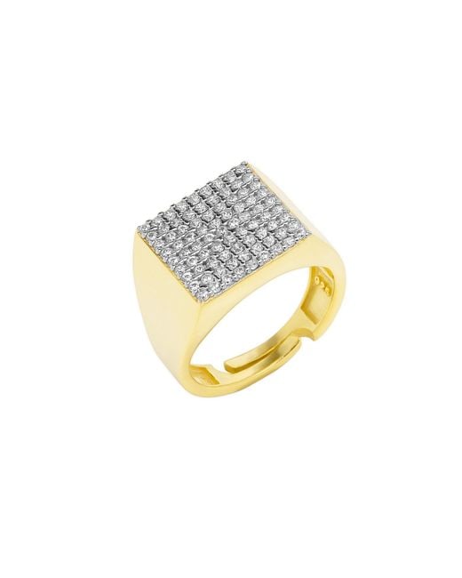 Spero London Metallic Sterling Square Pave Signet Ring