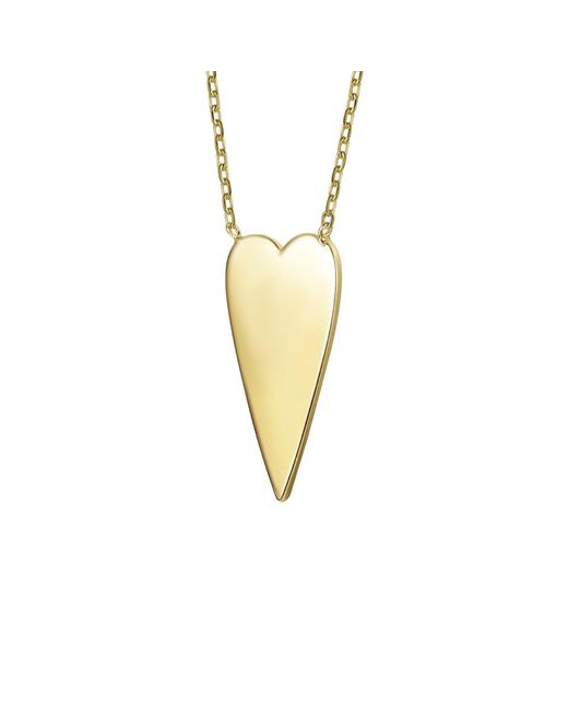 Genevive Jewelry White Rachel Glauber Plated Elongated Modern Shiny Heart Layering Necklace