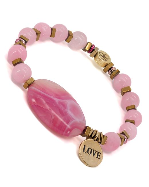 Ebru Jewelry Pink Agate Love Bracelet