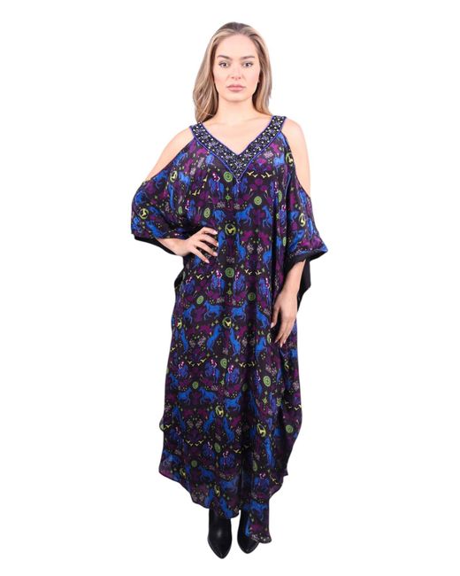 Any Old Iron Blue Hand-Beaded Neckline High Horse Dress