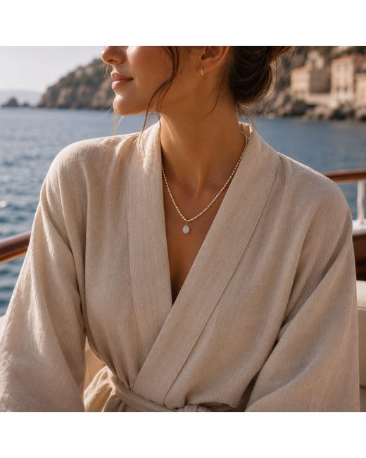 ORIGIN OF HEARTS Metallic Neutrals Liora Necklace – Freshwater Pearl & Opalite Pendant Necklace