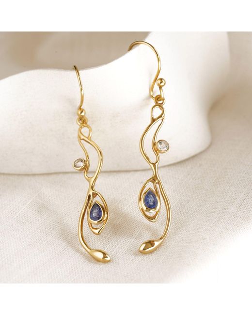Isla Silver Metallic Sapphire And Topaz Vermeil Drop Earrings