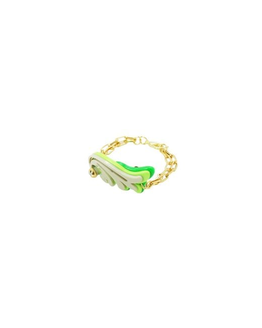 Gissa Bicalho Green Acrylic Handmade Bracelet Rosebush Clay