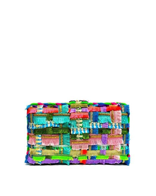 Simitri Blue Florida Frill Clutch