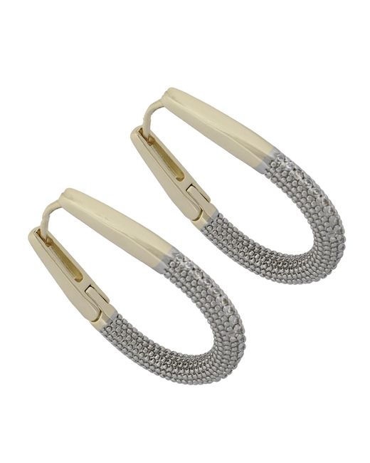 Ebru Jewelry Metallic Pave Diamonds Hoop Earrings