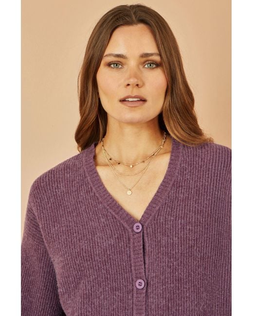 Yumi' Purple Marl Knit Cardigan