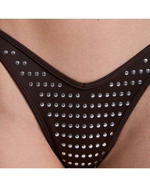 Veroni Swim Brown Gia V-Cut Studded Bikini Bottom
