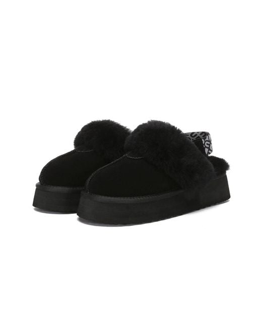 EverAu Australia Black Wagtail Removable Strap Platform Slippers