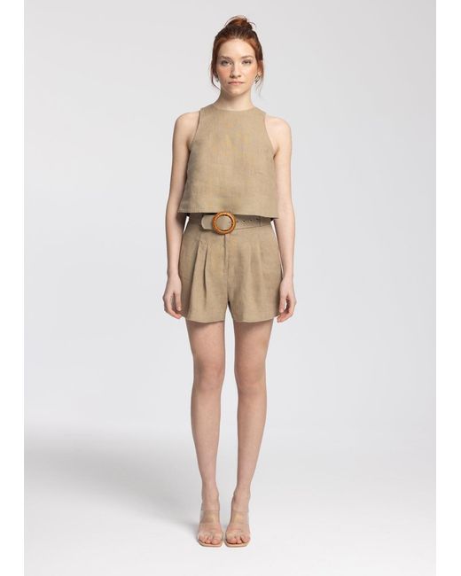 Monlicia Natural Lena Linen Top