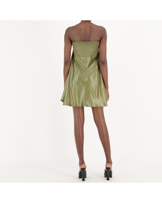 Úchè Green Satin Slip Dress With Pockets