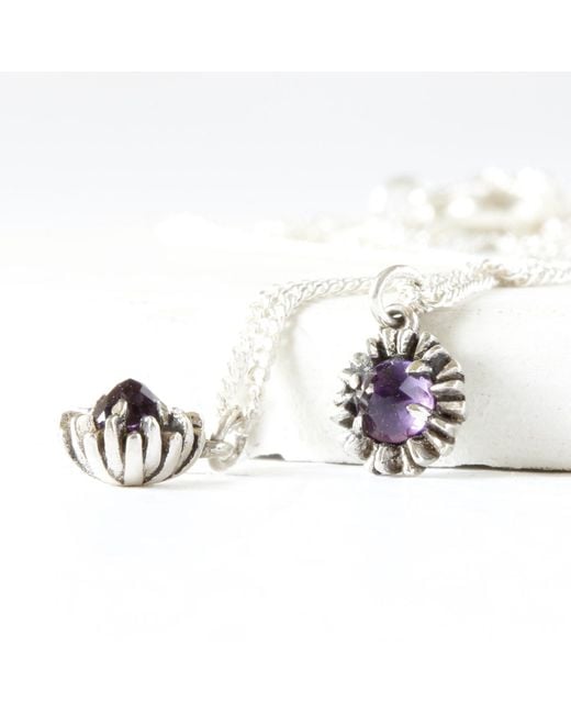 Lee Renee Metallic Dahlia Bud Amethyst Necklace