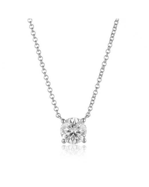 Lioness by Tf Metallic Solara Moissanite Necklace Solid Sterling, Rhodium-Plated