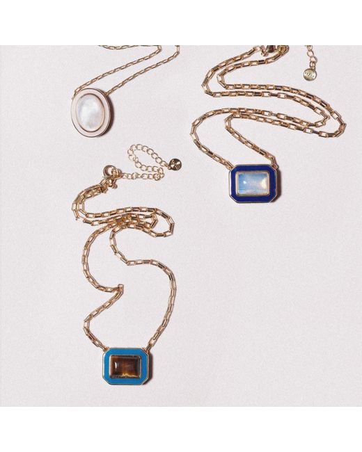 Leeada Jewelry Blue Lamill Square Enamel Necklace