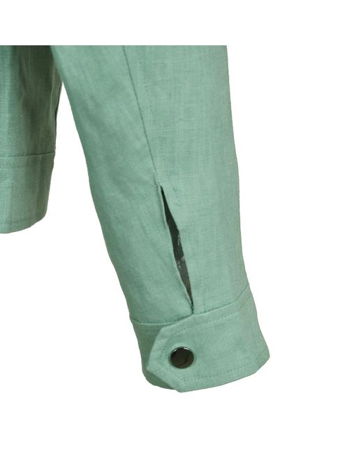 DAVID WEJ Green Hugo Linen Trucker Jacket for men