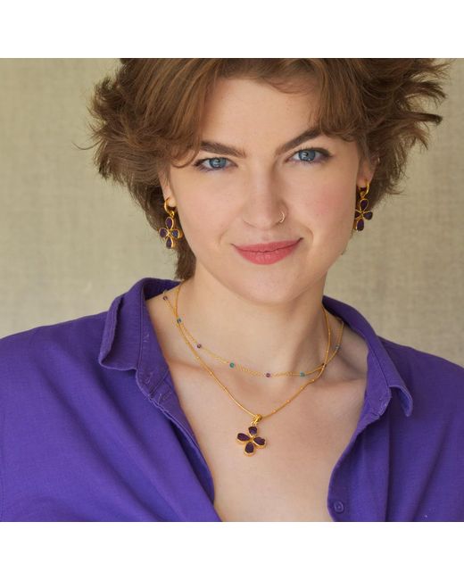 GEM BAZAAR Metallic Amethyst Cross Pendant