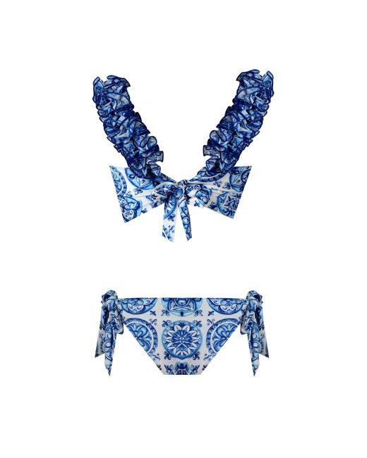 Nur Karaata Blue Lily Bleu Blanc Low Waist Bikini Set