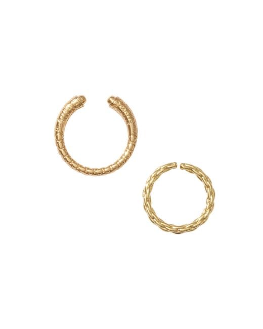 Alexie of Athens Metallic Byzantine Etched Rope 2 Ring Set