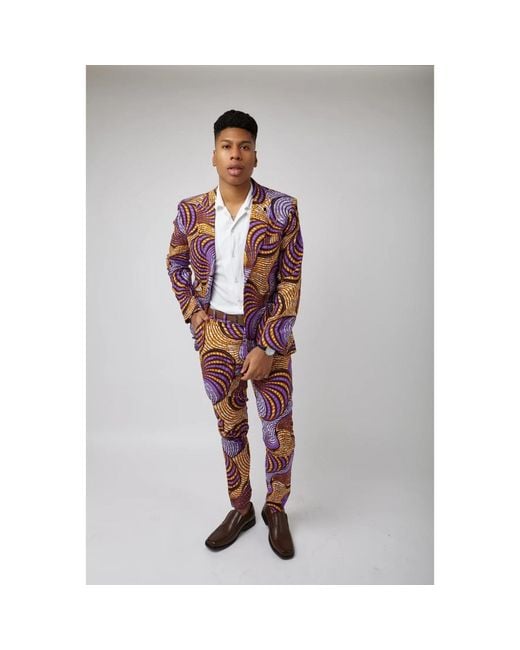 Ohema Ohene Red Cotton African Print Straight Leg Trousers – Fairground for men