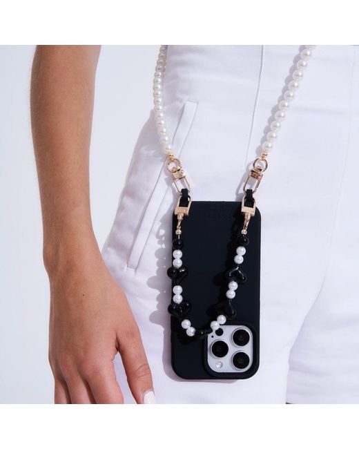Cordée Cases Black Paris Phone Case, Pearl Phone Chain Set