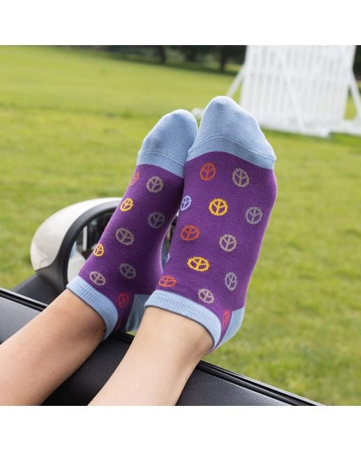 Peper Harow - Made in England Purple Peace Luxury Crew & Trainer Socks Bundle