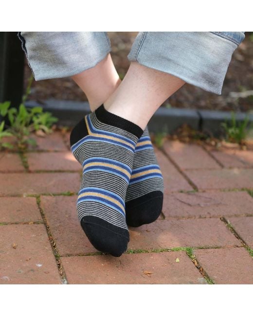 Peper Harow - Made in England Blue Multistripe & Polka Trainer Socks Bundle for men