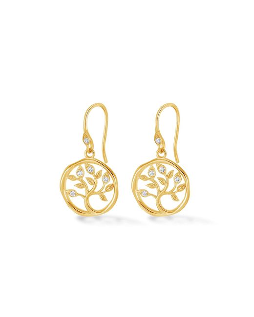 Dower & Hall Metallic Solid Diamond Tree Of Life Talisman Earrings